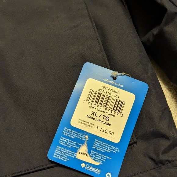 Columbia Men's Clifton Terrace Jacket Navy X Large Omni Tech NWT - Picture 2 of 4